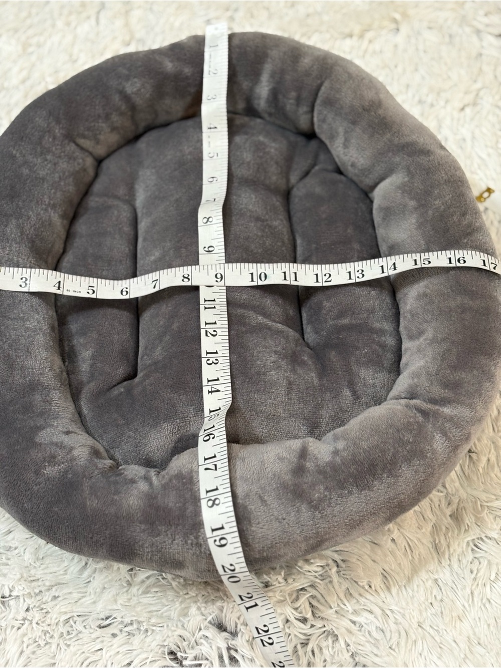 Whisker City Gray Bolster Pet Bed XS Plush Washable Cat Dog Bed 20x17 - Picture 8 of 8